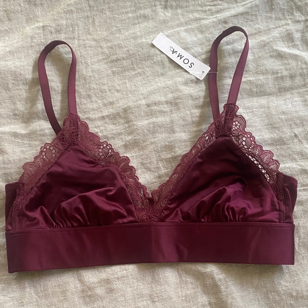 Soma stretch satin and lace bralette